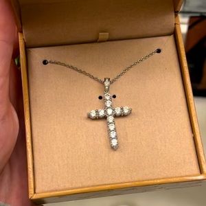 Jaclyn Roxanne Small Cross Necklace - Rhodium